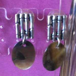Silver Bamboo & Shell Earrings